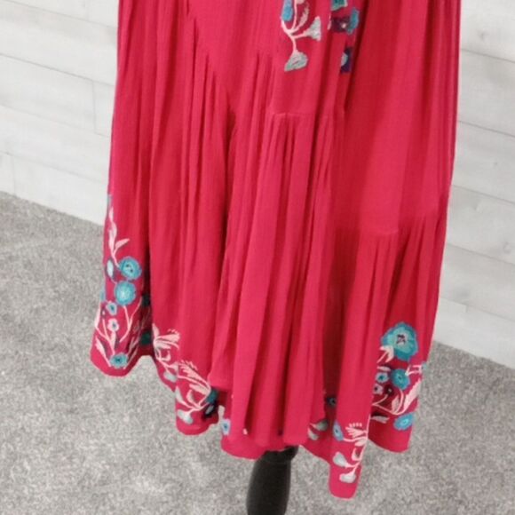 Free people Te Amo red combo embroidered mini dress size extra small - Picture 5 of 6